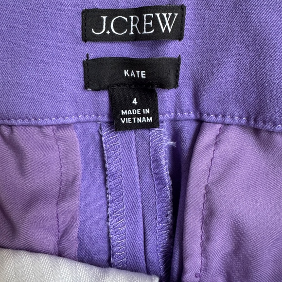 J. Crew Kate Straight-Leg Pant in Bi-Stretch Cotton Blend | Purple | Size 4 - Picture 4 of 7